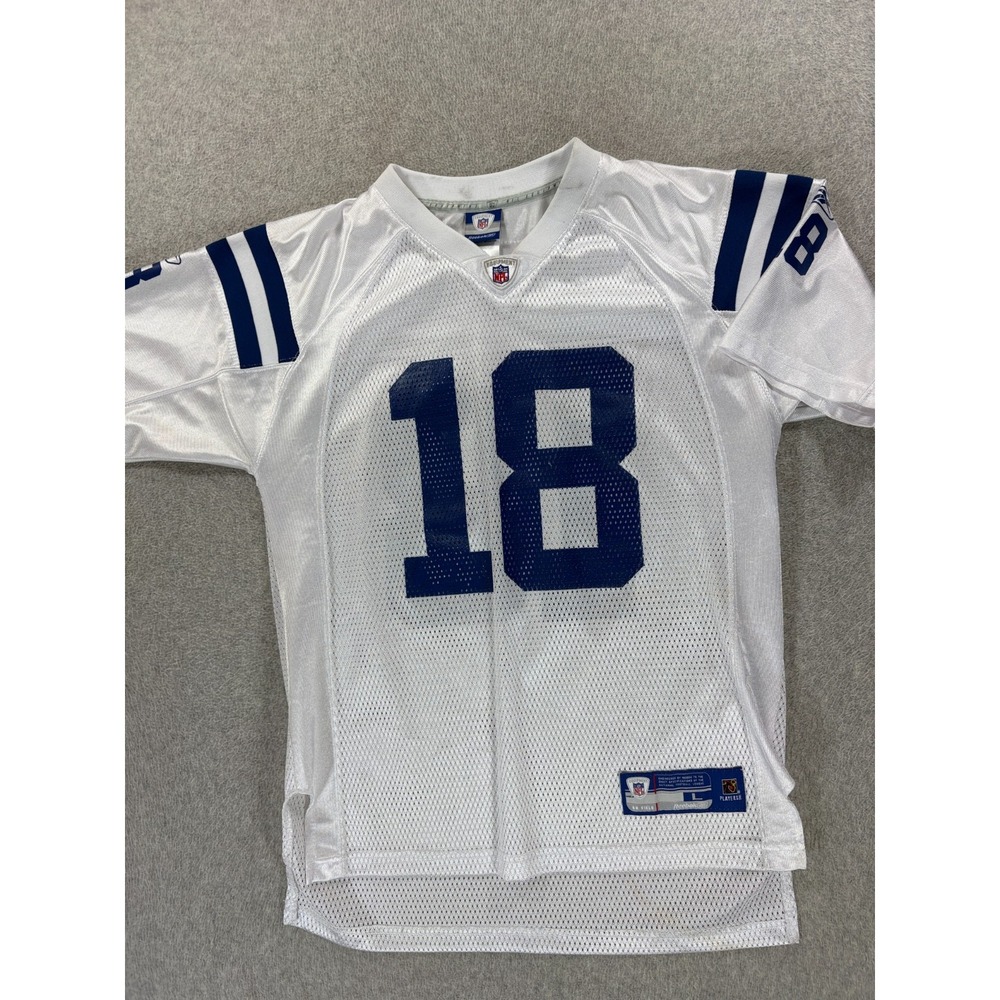 Indianapolis Colts Reebok Screened Logo Football Jersey (#18 Manning) Youth Lg